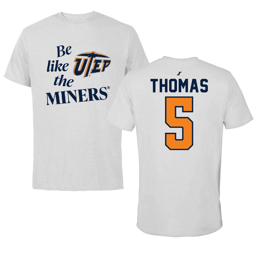 University of Texas at El Paso Football Light Gray Be Like Us Tee - #5 Kam Thomas