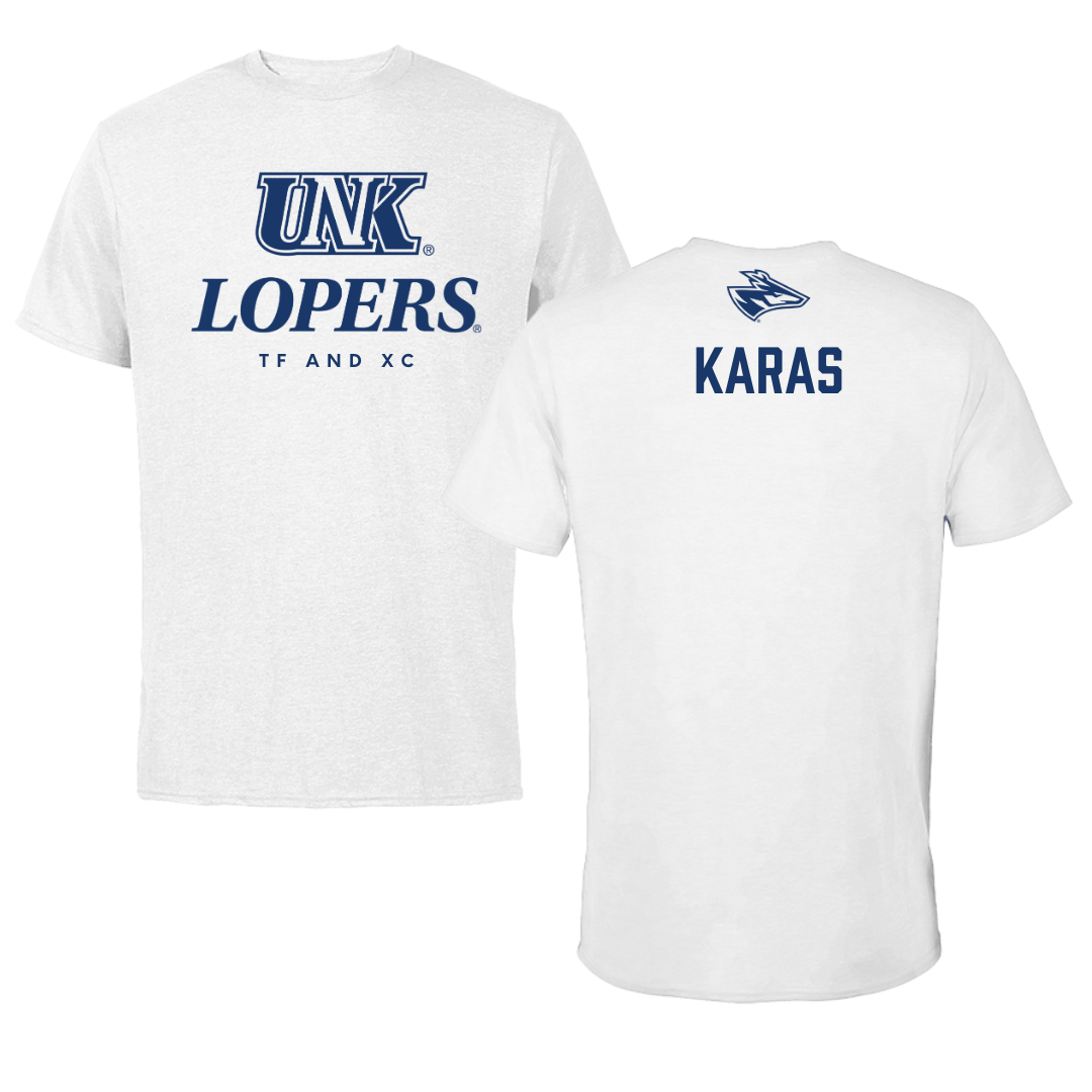 University of Nebraska at Kearney TF and XC White Performance Tee - Quin Karas