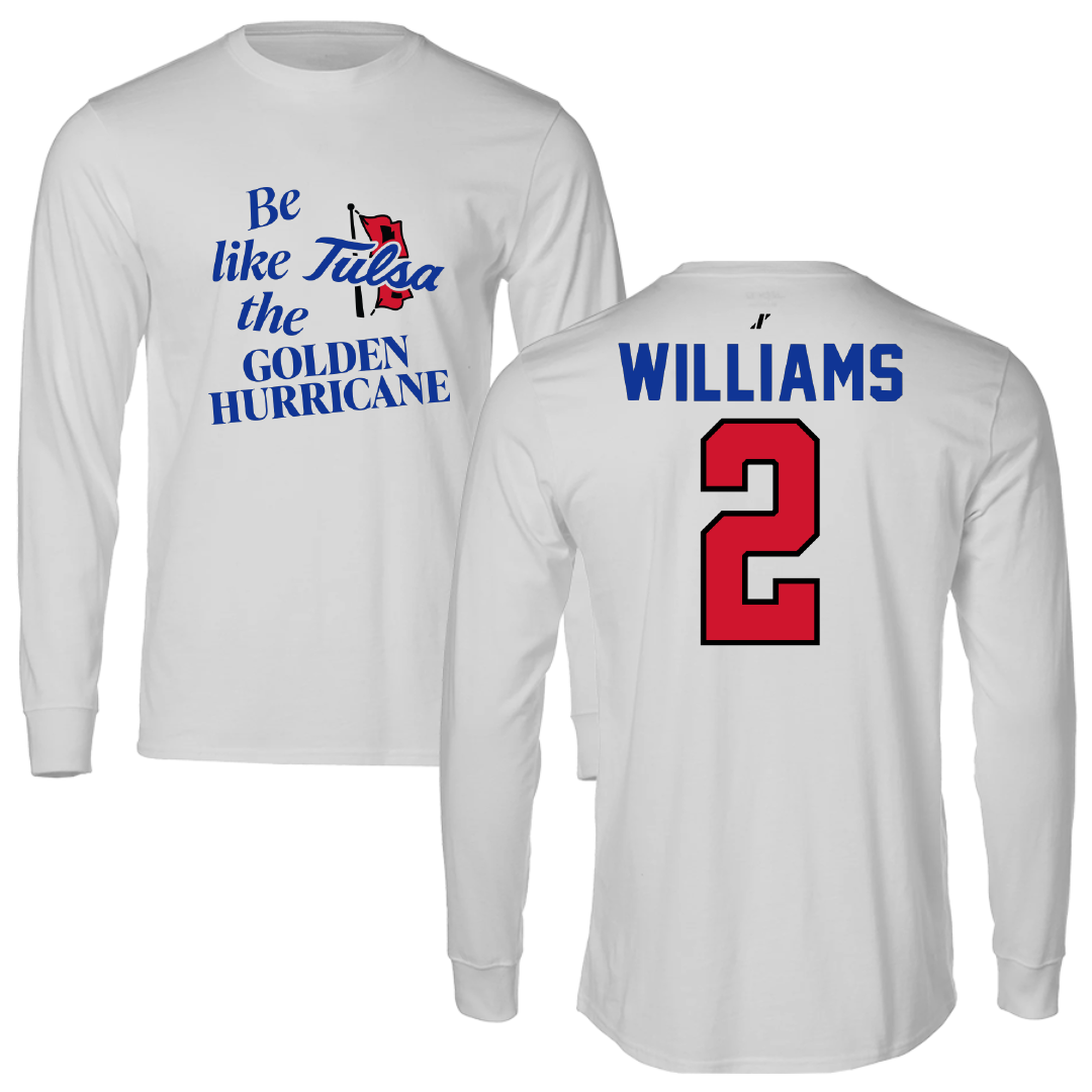 The University of Tulsa Football Light Gray Be Like Us Performance Long Sleeve - #2 Cardell Williams