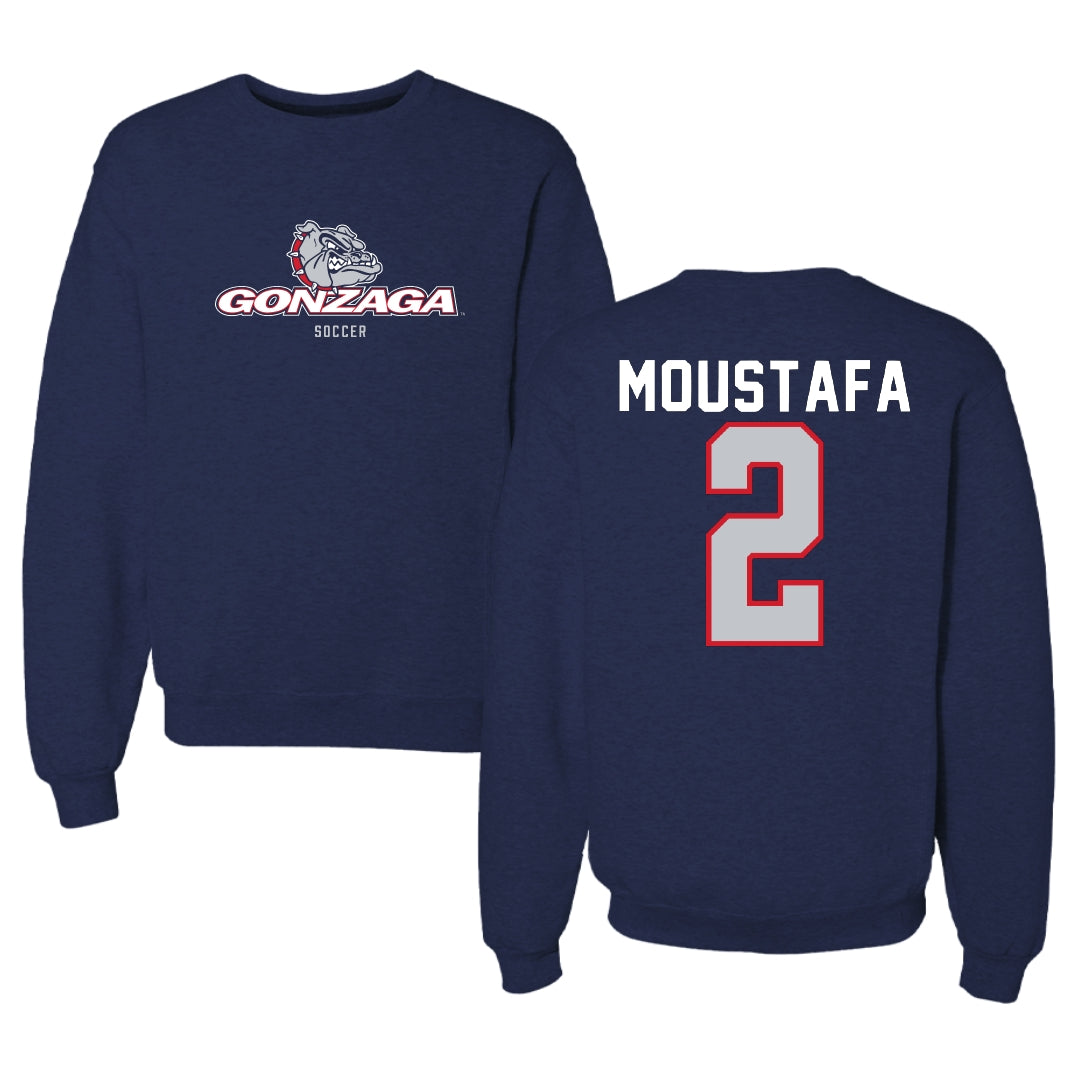 Gonzaga University Soccer Navy Block Crewneck - #2 Farhan Moustafa