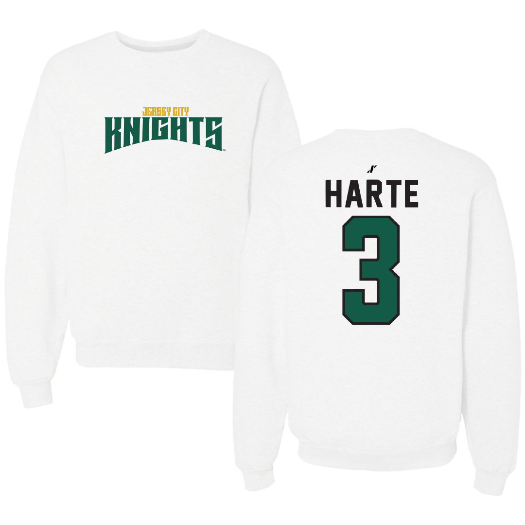 New Jersey City University Volleyball White Classic Crewneck - #3 Mikey Harte