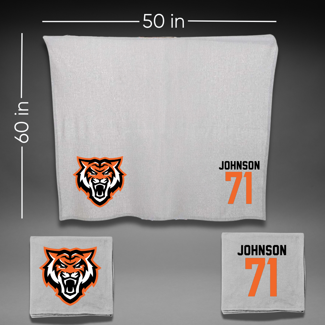 Idaho State University Football Gray Blanket - #71 Messiah Johnson