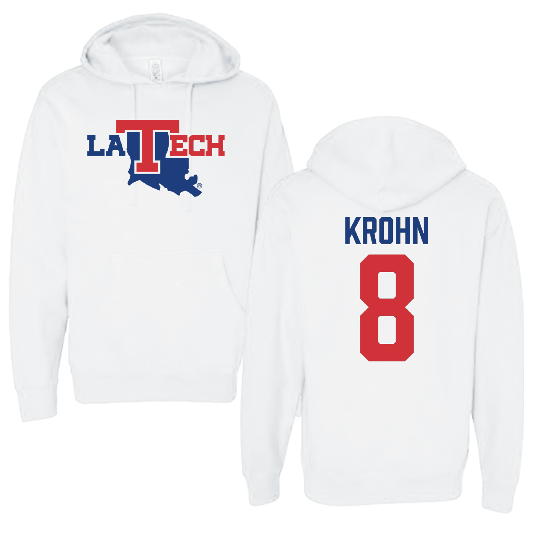 Louisiana Tech University Volleyball White Hoodie - #8 Grace Krohn