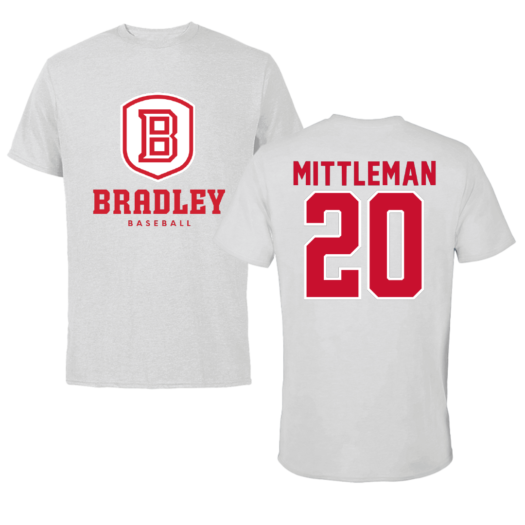 Bradley University Baseball Gray Tee - #20 Christian Mittleman