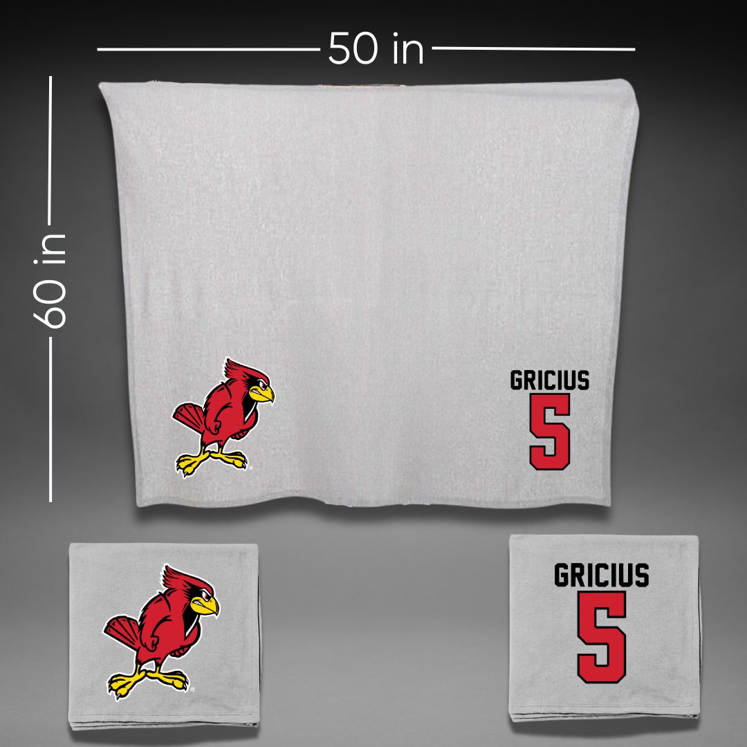 Illinois State University Soccer Gray Blanket - #5 Eve Gricius