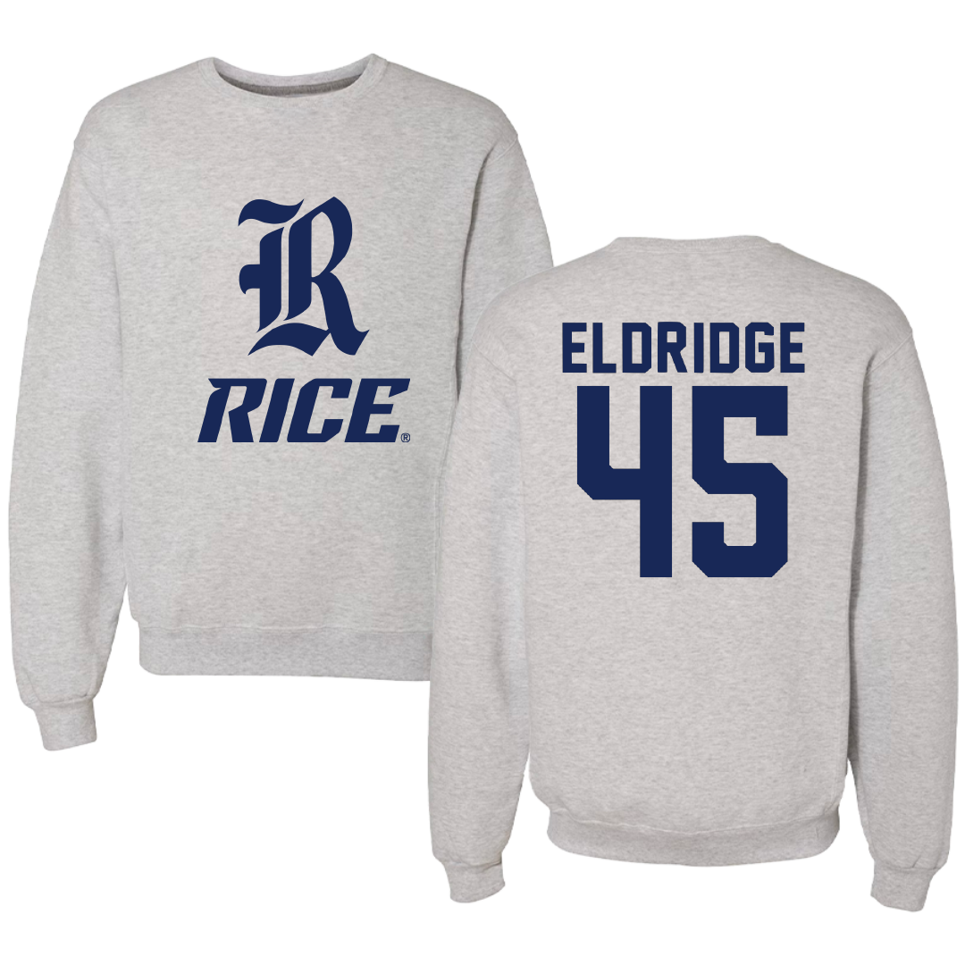 Rice University Baseball Gray Crewneck - #45 Barrett Eldridge