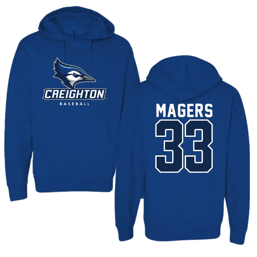 Creighton University Baseball Blue Hoodie - #33 Wilson Magers