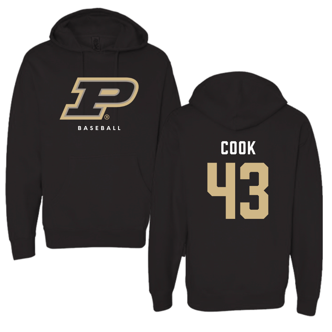 Purdue University Baseball Black Hoodie - #43 Avery Cook