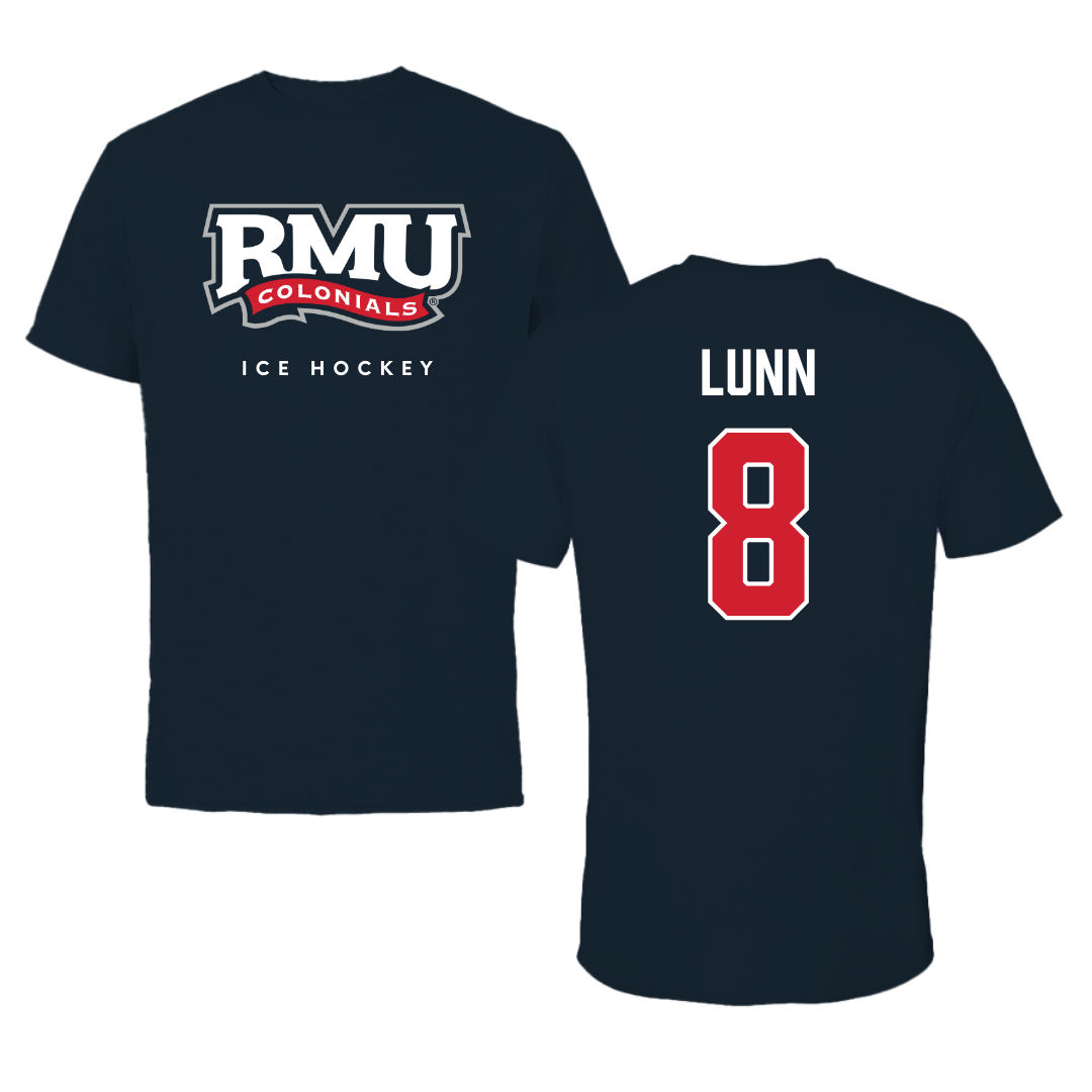 Robert Morris University Ice Hockey Navy Performance Tee - #8 Gabriel Lunn