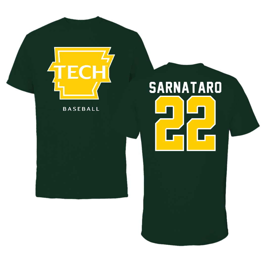 Arkansas Tech University Baseball Forest Green Tee - #22 Leo Sarnataro
