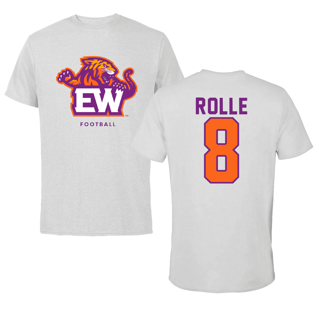 Edward Waters University Football Light Gray Performance Tee - #8 Dartrell Rolle