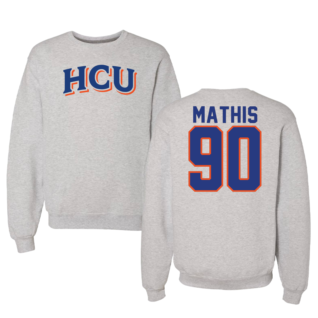 Houston Christian University Football Gray Crewneck - #90 Byron Mathis