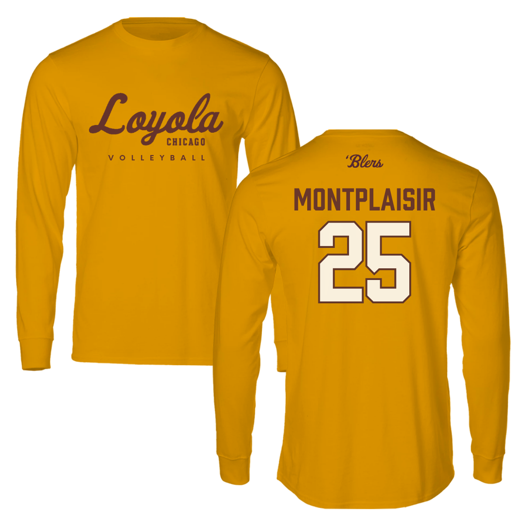 Loyola University-Chicago Volleyball Gold Performance Long Sleeve - #25 Benjamin Montplaisir