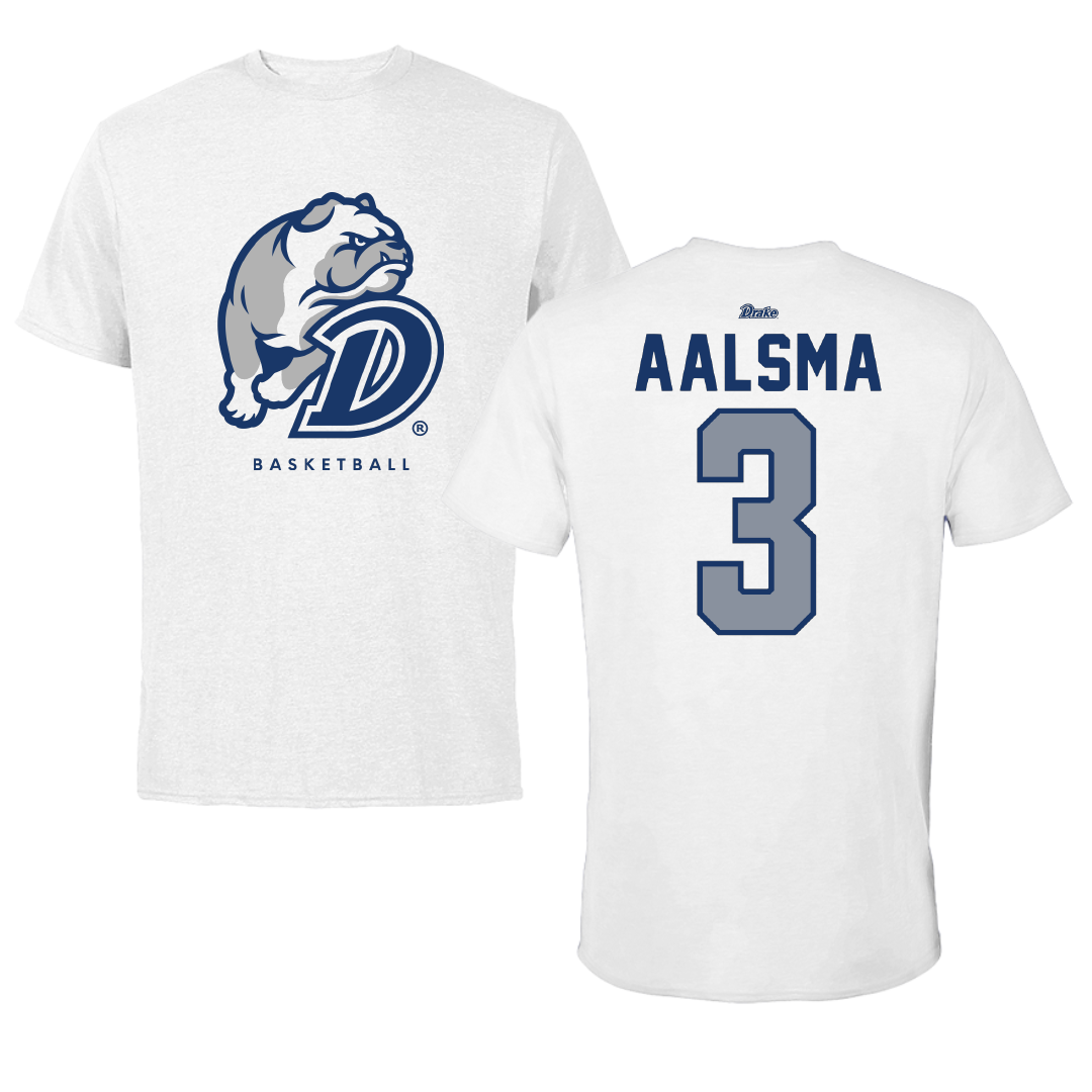 Drake University Basketball White Tee - #3 Abbie Aalsma