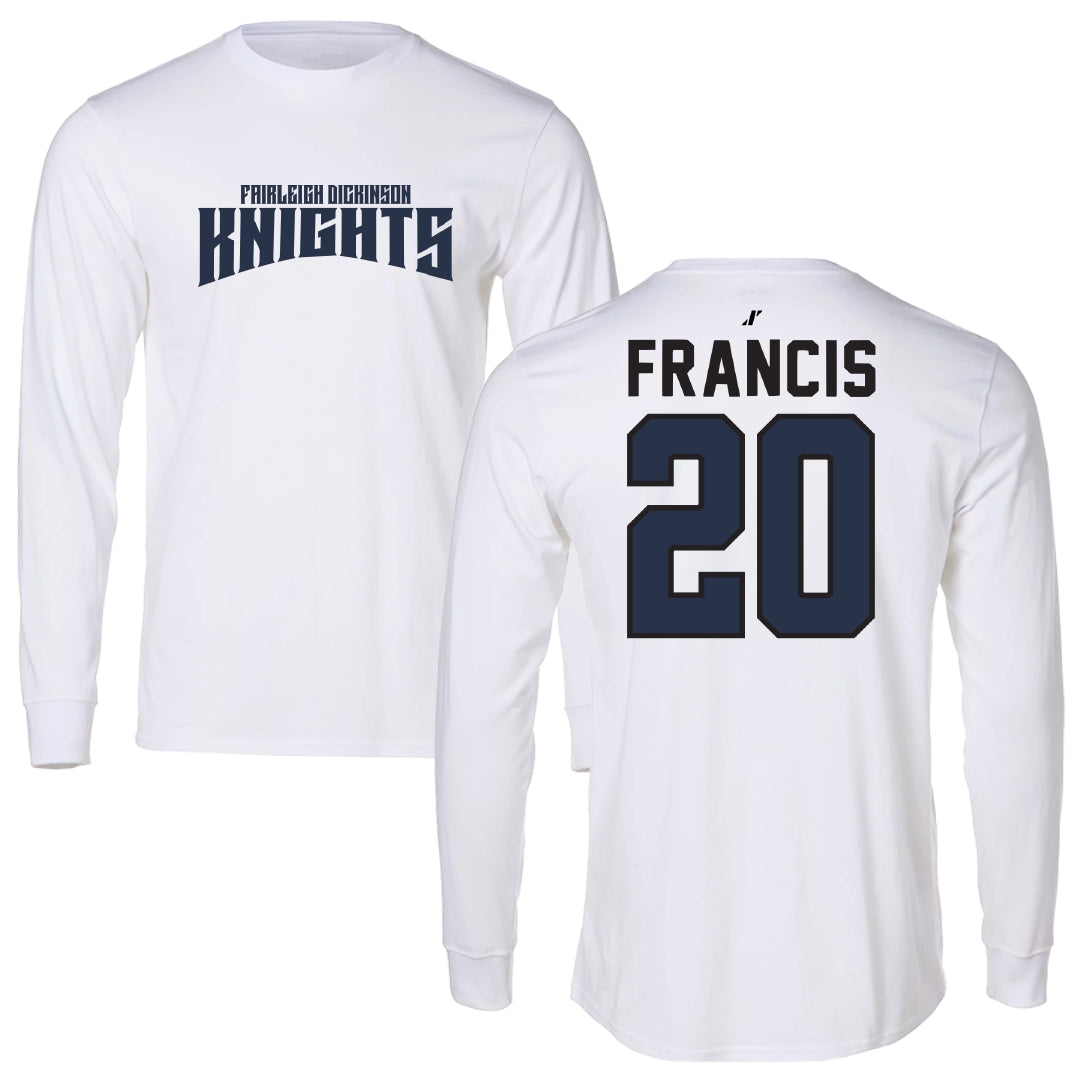 Fairleigh Dickinson University-Metropolitan Campus Basketball White Classic Long Sleeve - #20 Davin Francis