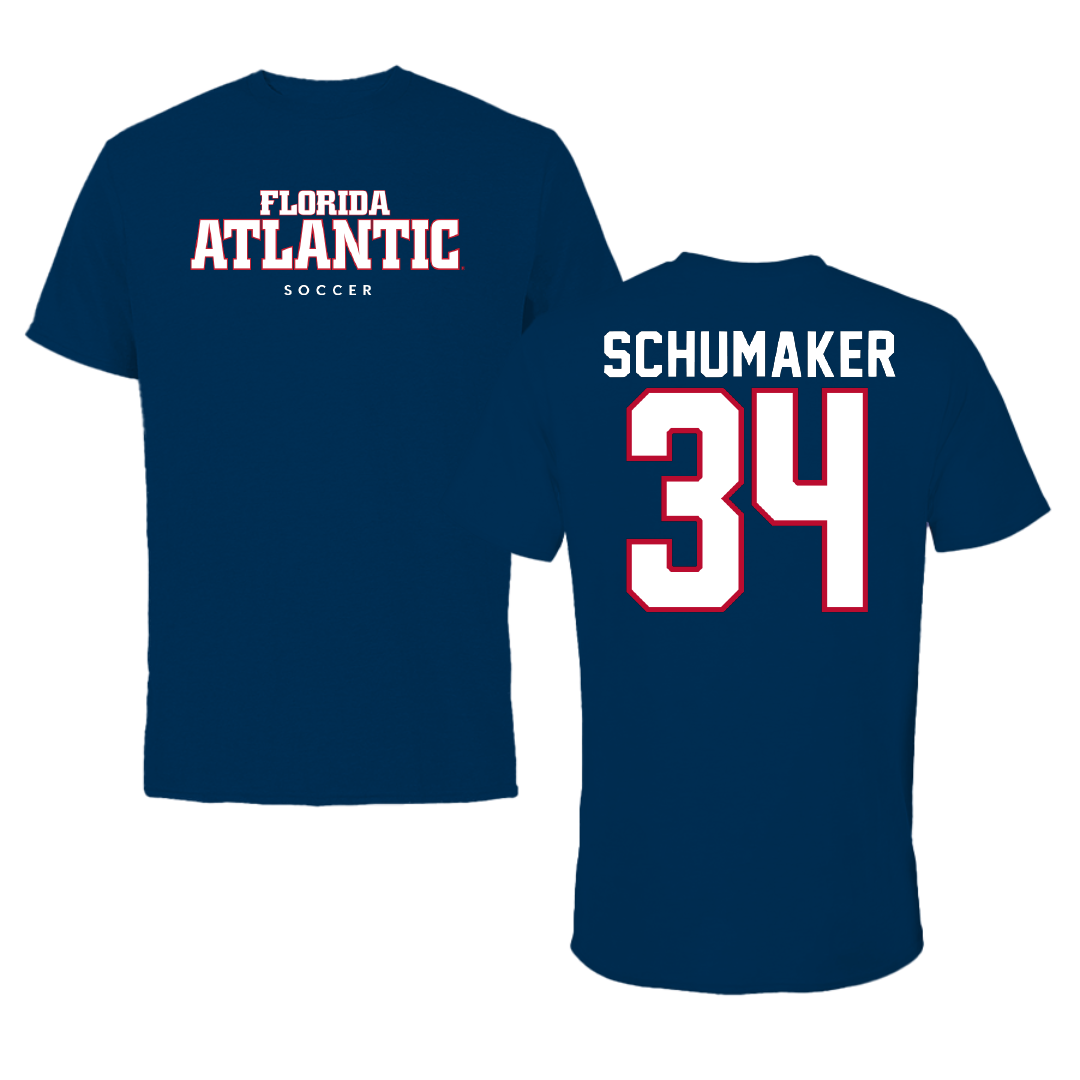 Florida Atlantic University Soccer Navy Block Performance Tee - #34 Ethan Schumaker