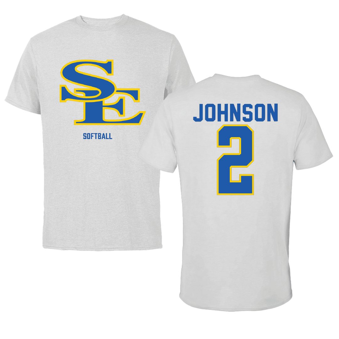 Southeastern Oklahoma State University Softball Light Gray Tee - #2 Lorryn Johnson