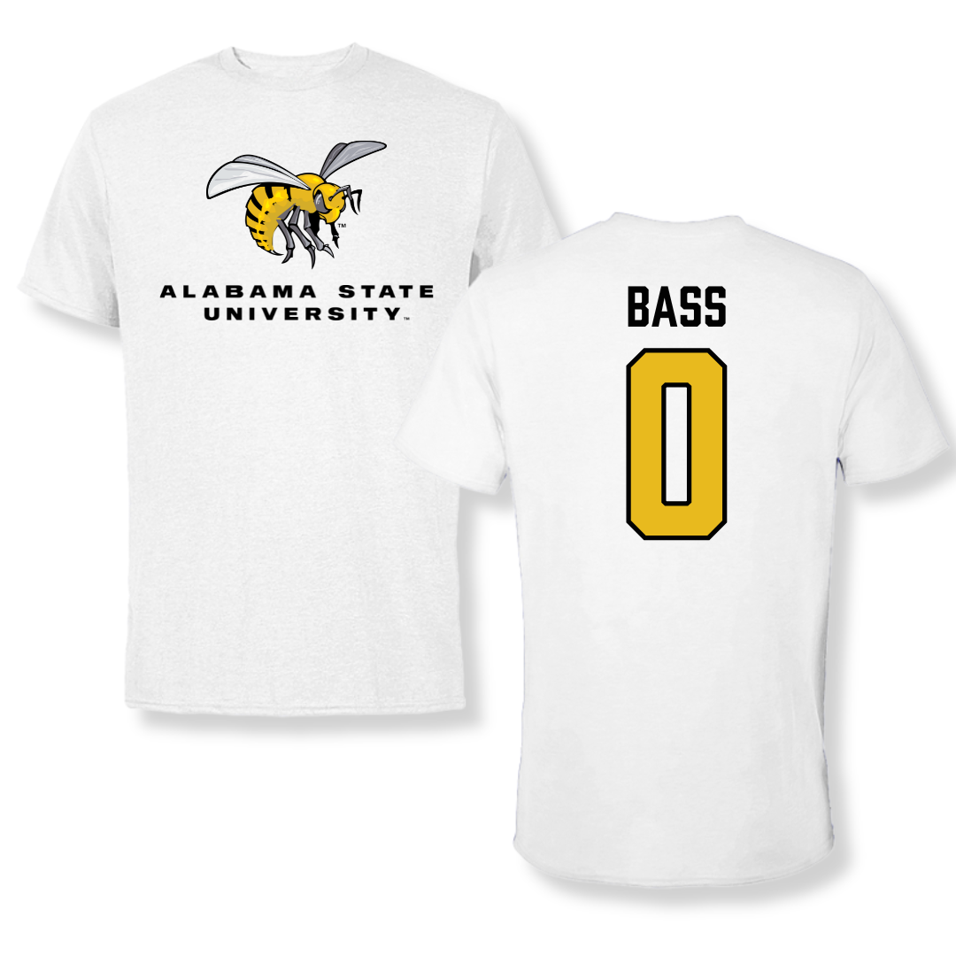 Alabama State University Basketball White Tee - #0 D'Ante Bass