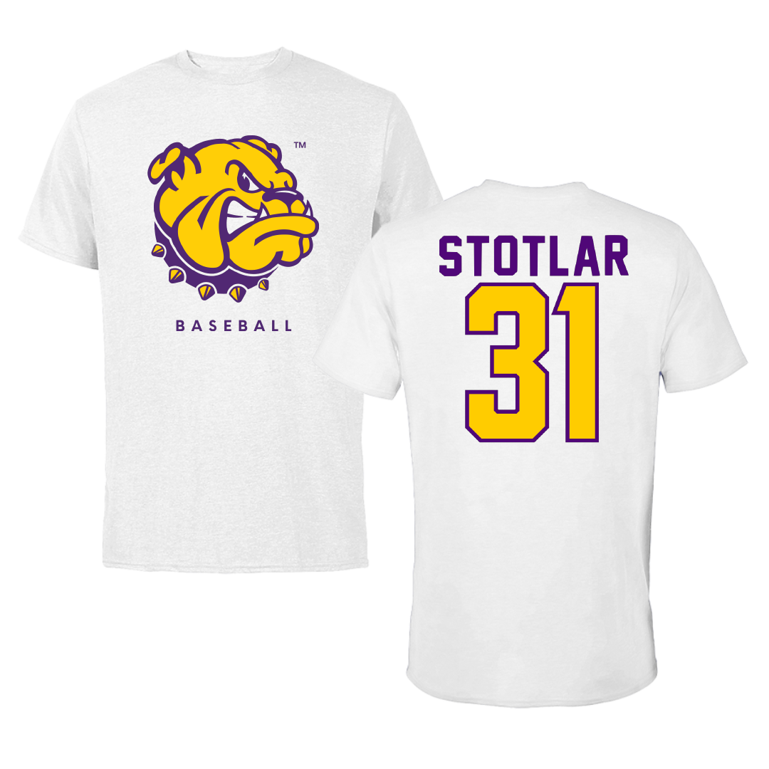 Western Illinois University Baseball White Tee - #31 Karsten Stotlar