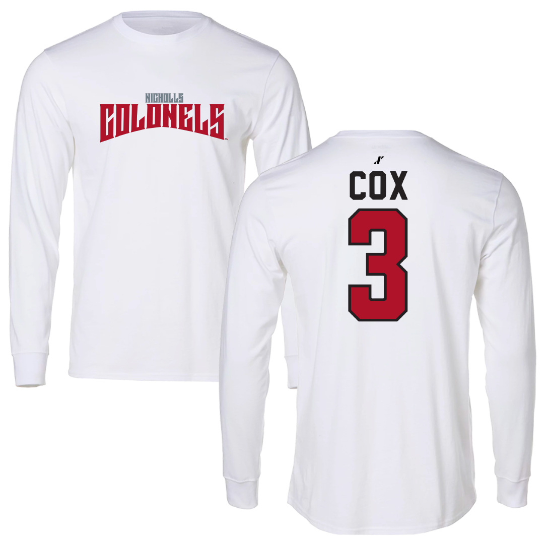Nicholls State University Soccer White Classic Performance Long Sleeve - #3 Brooke Cox