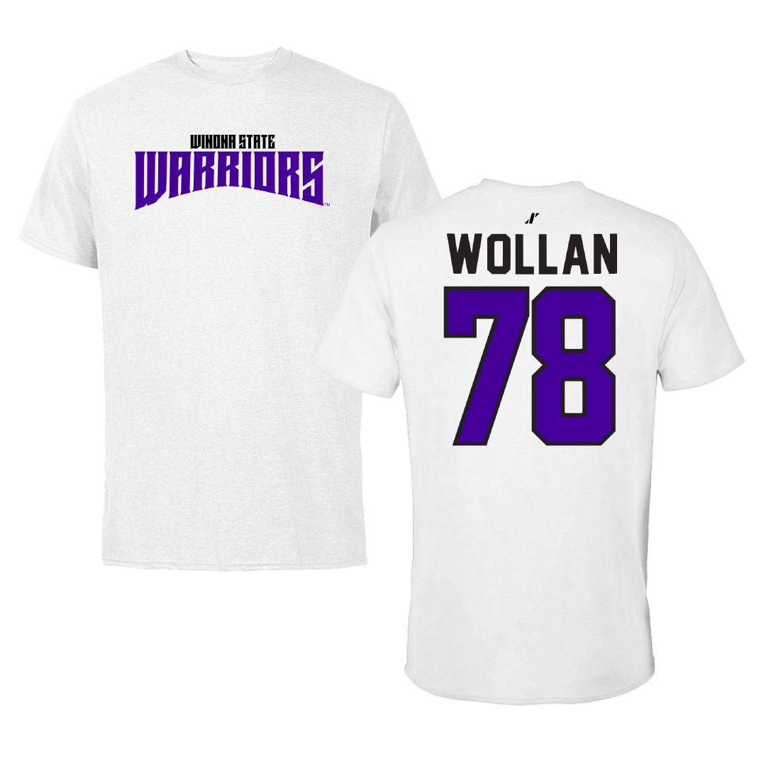 Winona State University Football White Classic Performance Tee - #78 Garit Wollan