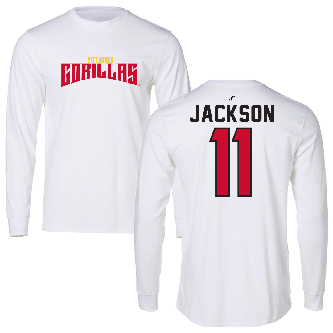 Pittsburg State University Basketball White Classic Performance Long Sleeve - #11 Evan Jackson