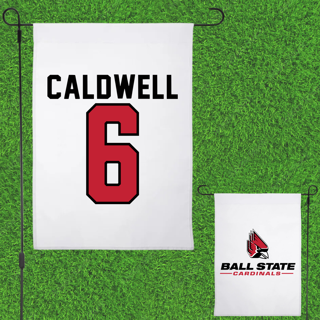 Ball State University Soccer White Garden Flag - #6 Delaney Caldwell