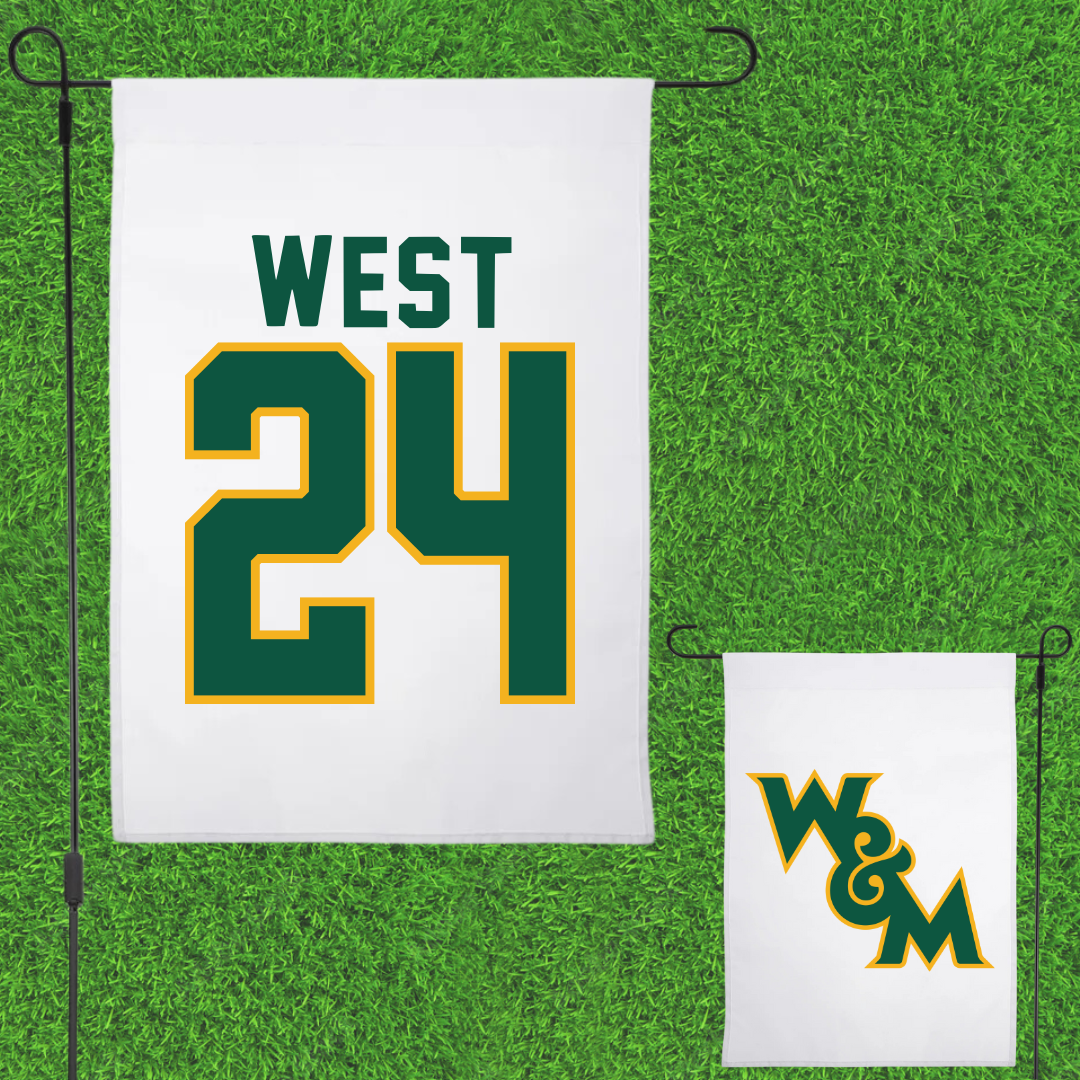 William & Mary Basketball White Garden Flag - #24 Emma West