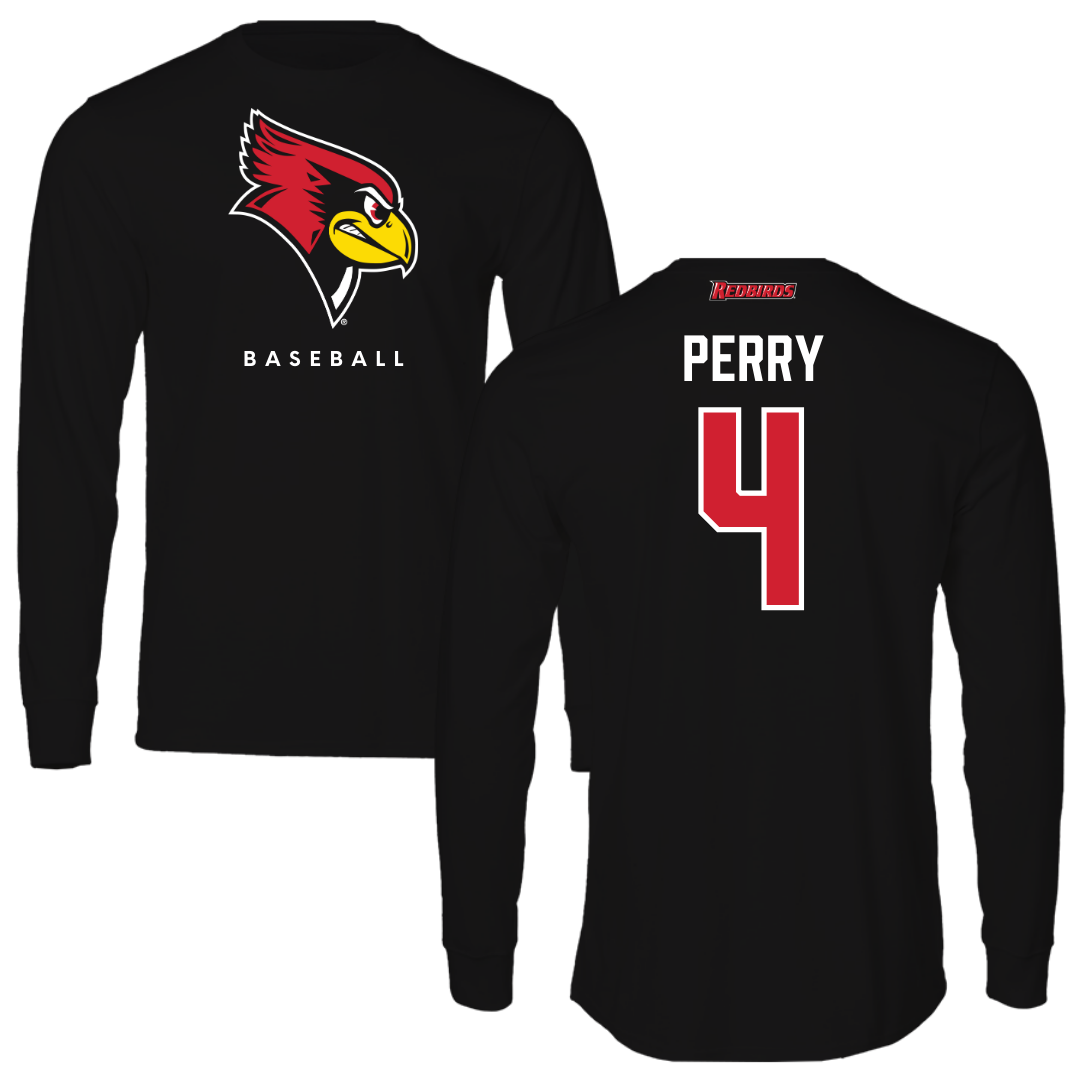 Illinois State University Baseball Black Mascot Performance Long Sleeve - #4 Tanner Perry