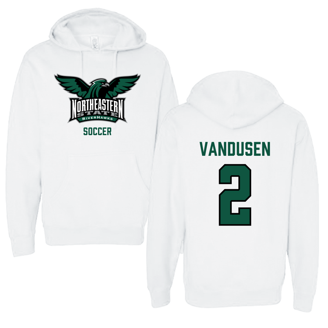 Northeastern State University Soccer White Hoodie - #2 Ethan VanDusen