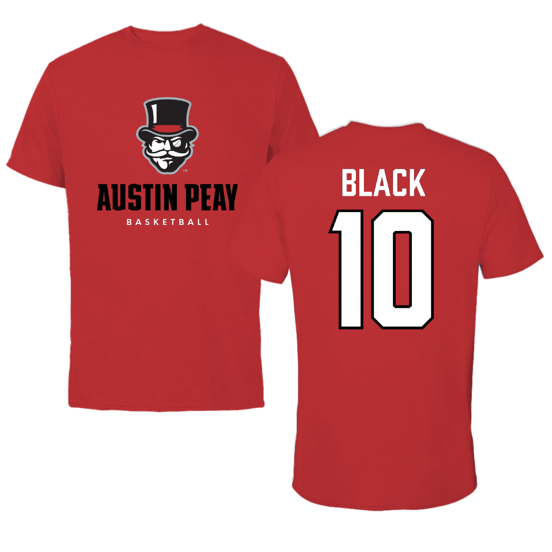 Austin Peay State University Basketball Red Mascot Tee - #10 Harrison Black