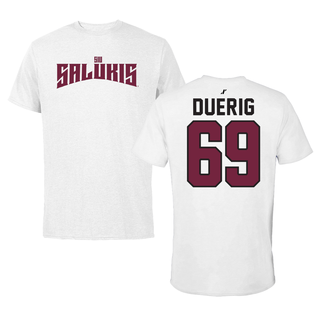 Southern Illinois University at Carbondale Football White Classic Performance Tee - #69 Aidan Duerig
