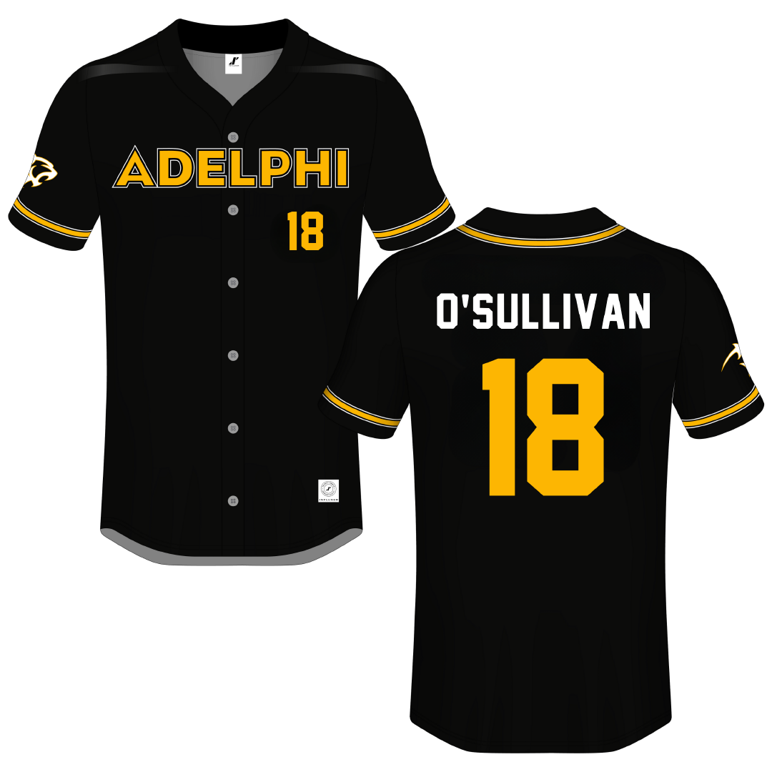 Adelphi University Black Button-Down Jersey - #18 Tommy O'Sullivan