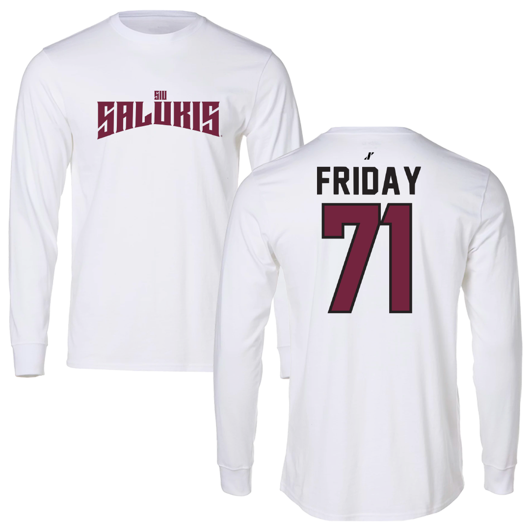 Southern Illinois University at Carbondale Football White Classic Performance Long Sleeve - #71 Ostyn Friday
