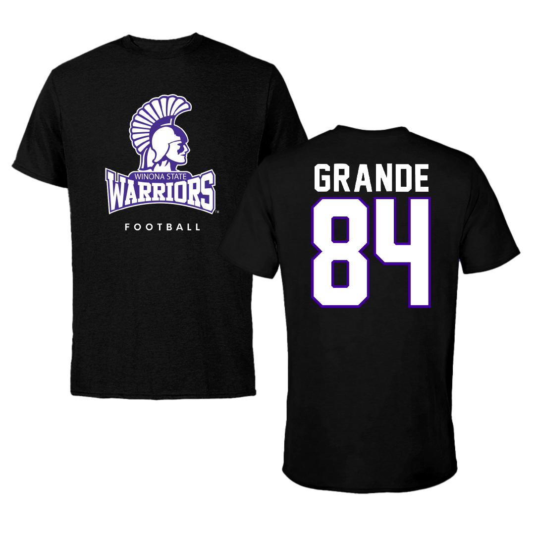 Winona State University Football Black Tee - #84 Nick Grande