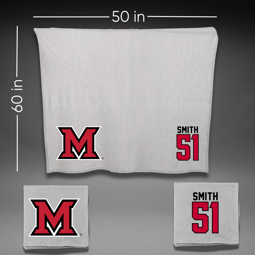 Miami University (Ohio) Football Gray Blanket - #51 Eric Smith