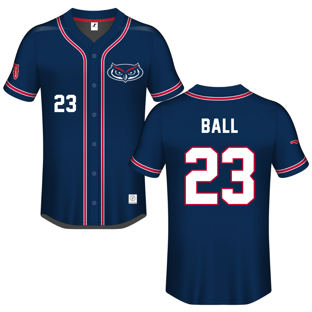 Florida Atlantic University Navy Button-Down Jersey - #23 Dawson Ball
