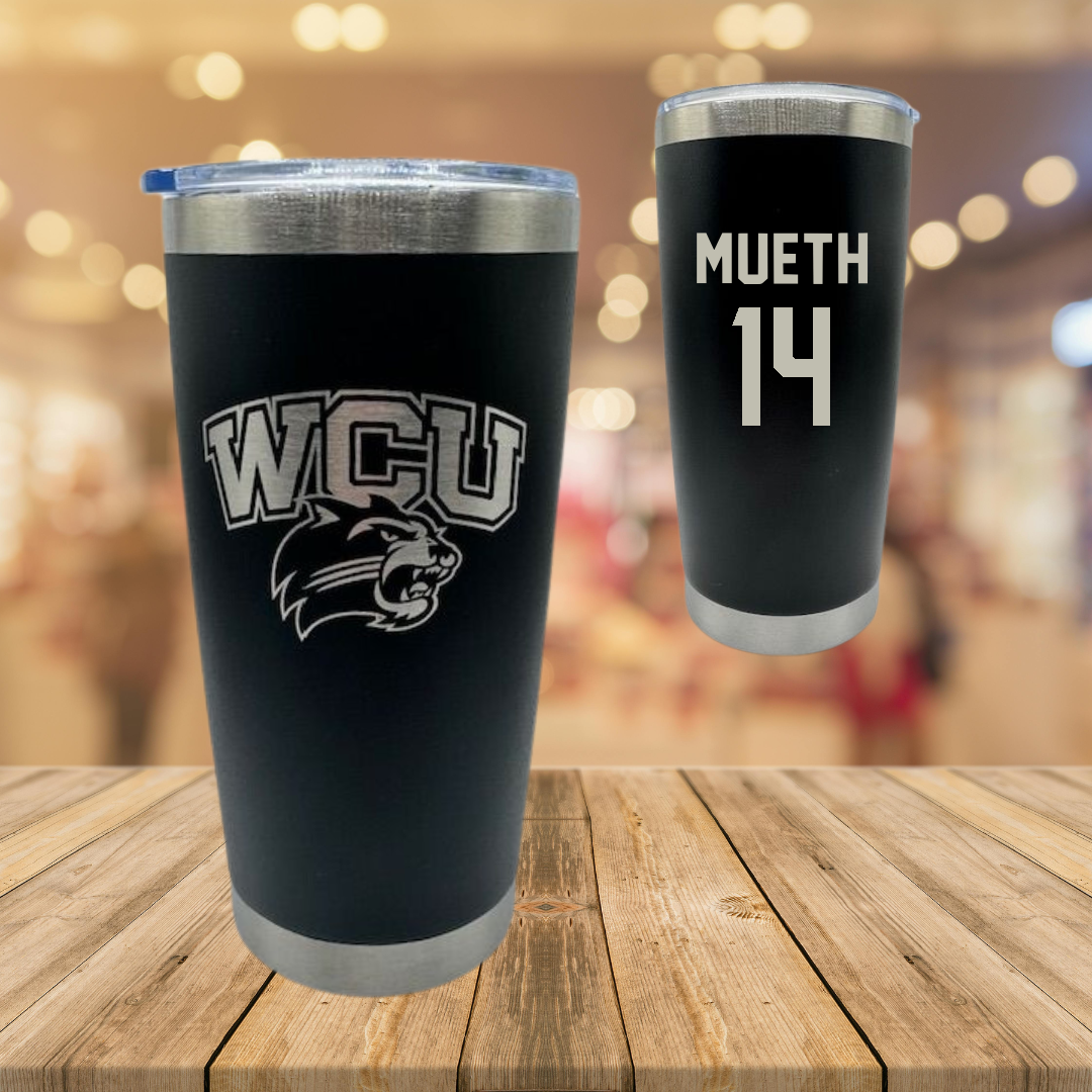 Western Carolina University Soccer Black Stainless Steel Tumbler - #14 Mary Mueth