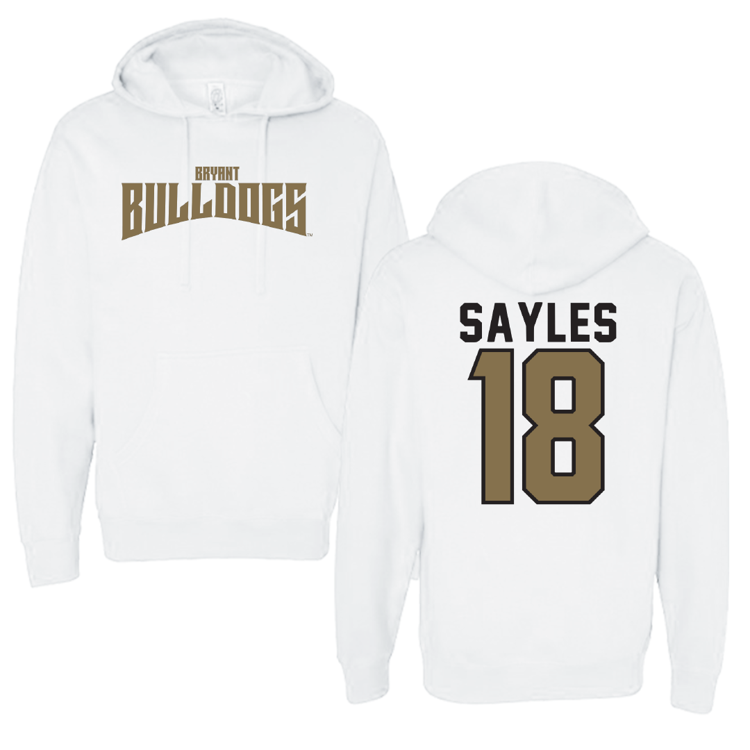 Bryant University Football White Classic Hoodie - #18 Braden Sayles
