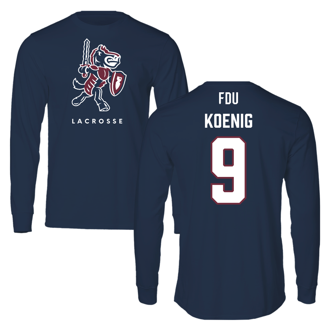 Fairleigh Dickinson University-Metropolitan Campus Lacrosse Navy Performance Long Sleeve - #9 Casey Koenig