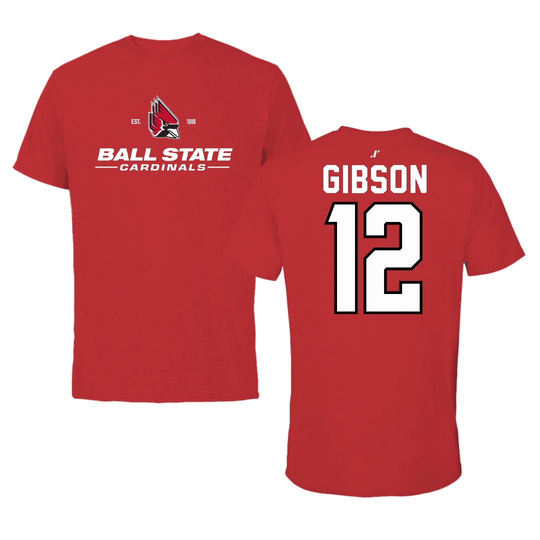 Ball State University Softball Red General Tee - #12 Kaitlyn Gibson