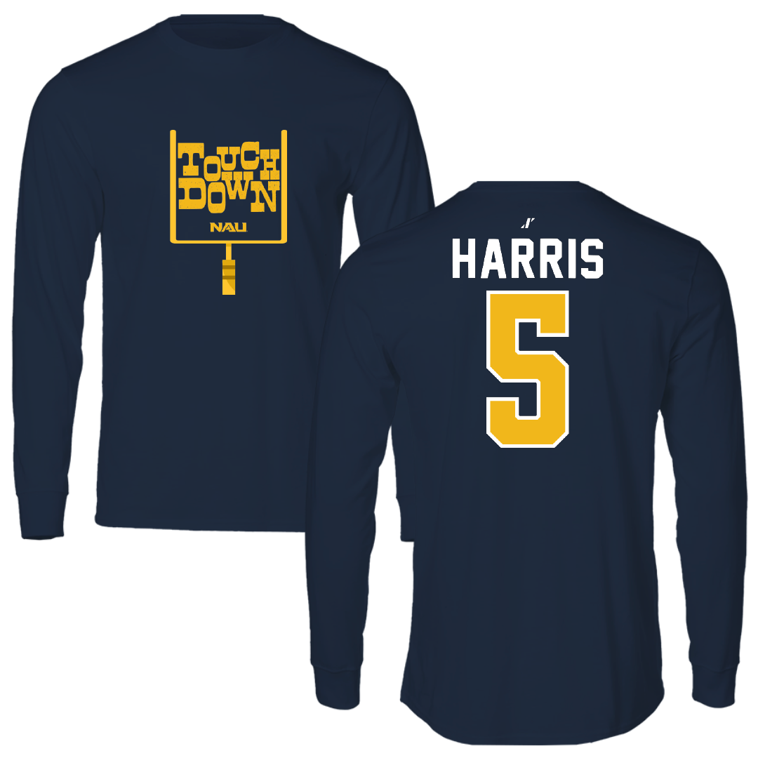 Northern Arizona University Football Navy Touchdown Performance Long Sleeve - #5 Nahamani Harris