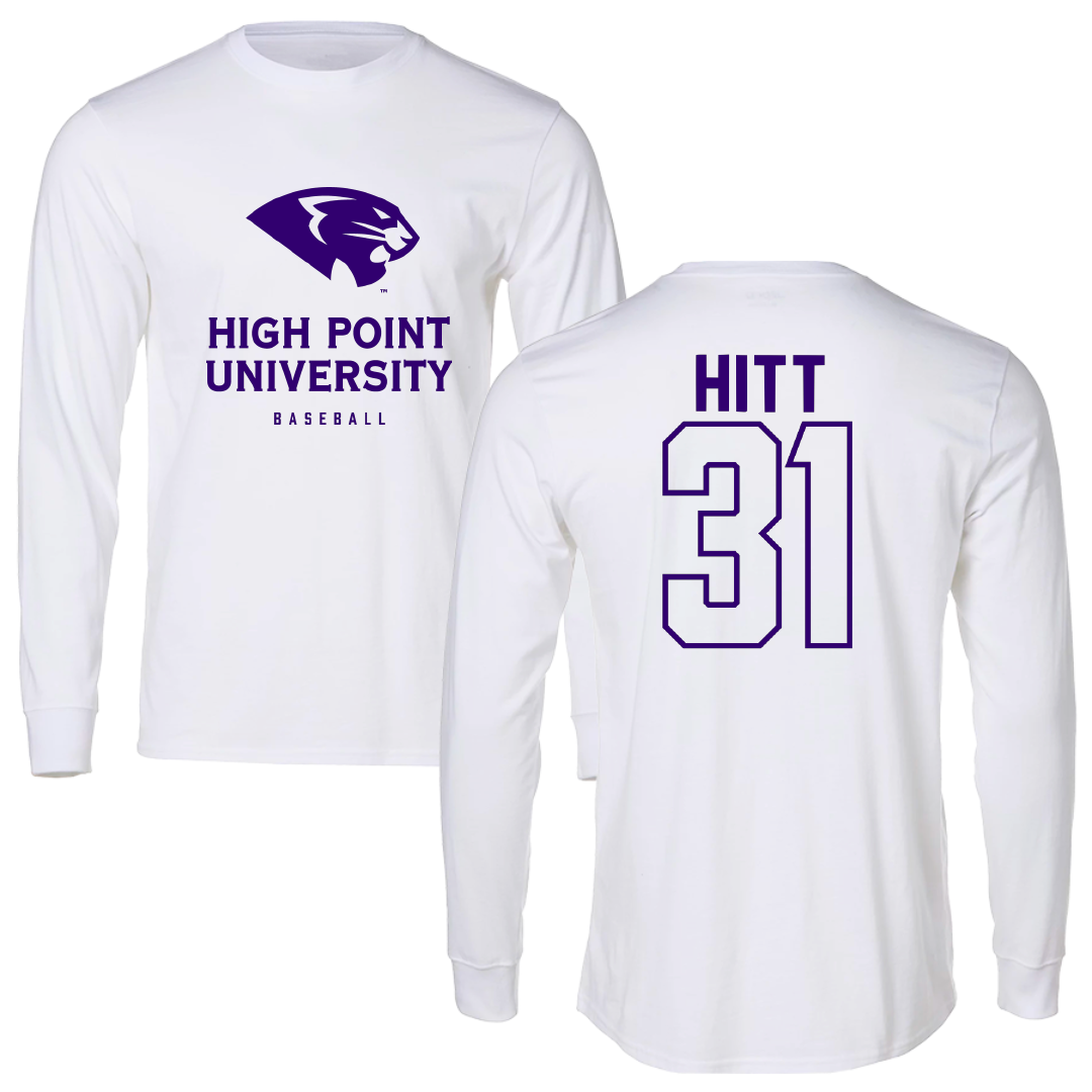 High Point University Baseball White Long Sleeve - #31 Dalton Hitt