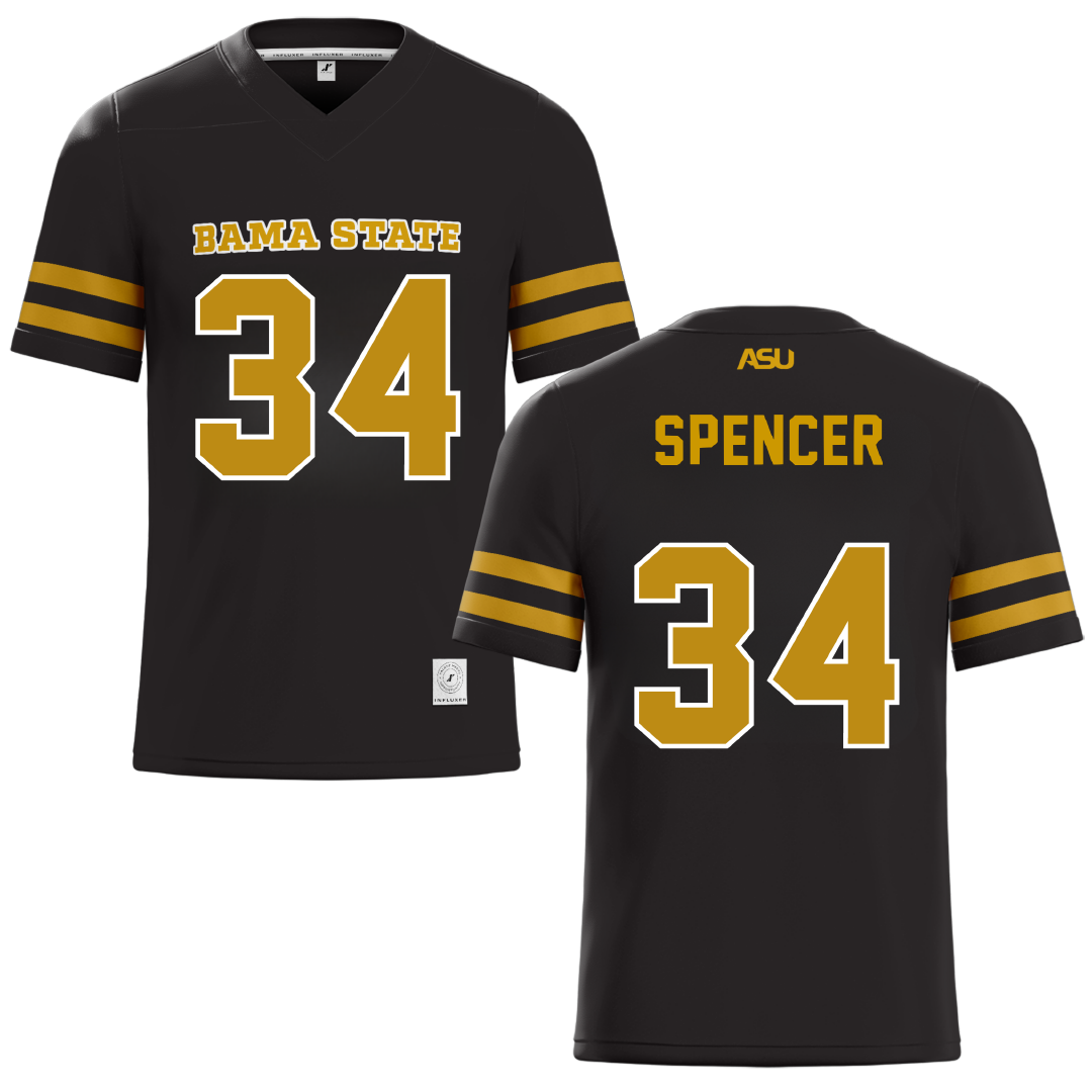 Alabama State University Black Football Jersey - #34 Gabe Spencer