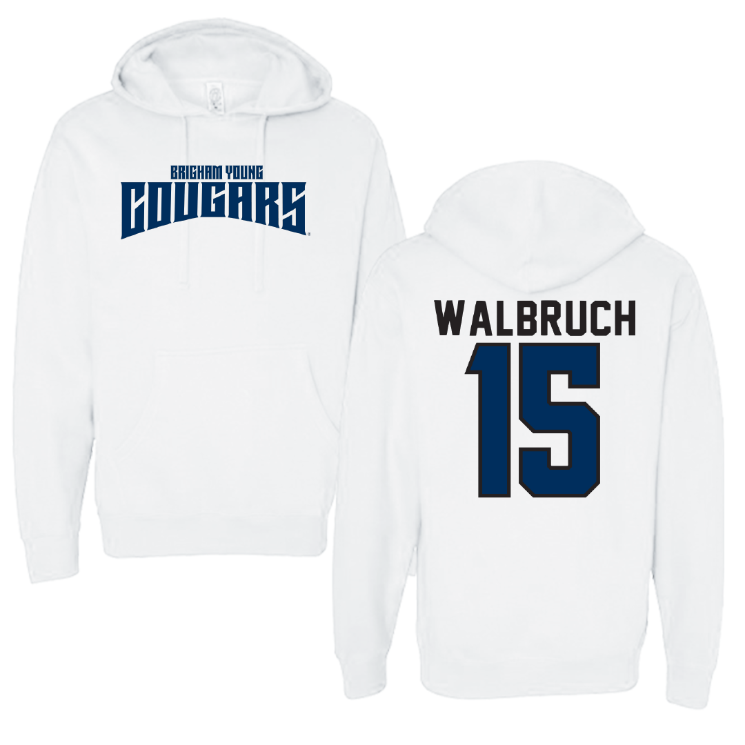 Brigham Young University Soccer White Classic Hoodie - #15 Ellie Walbruch