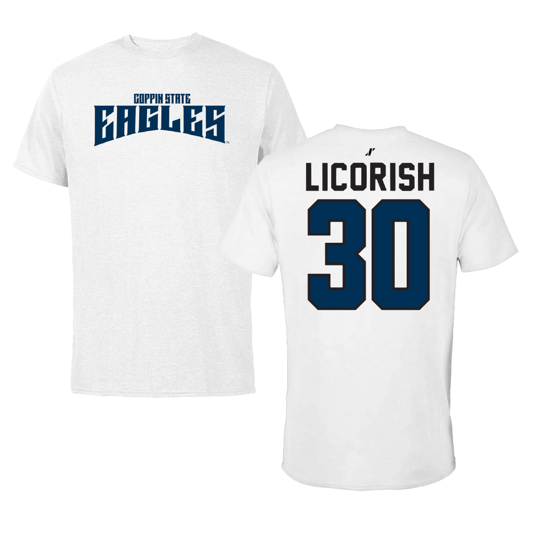 Coppin State University Baseball White Classic Tee - #30 Isaiah Licorish