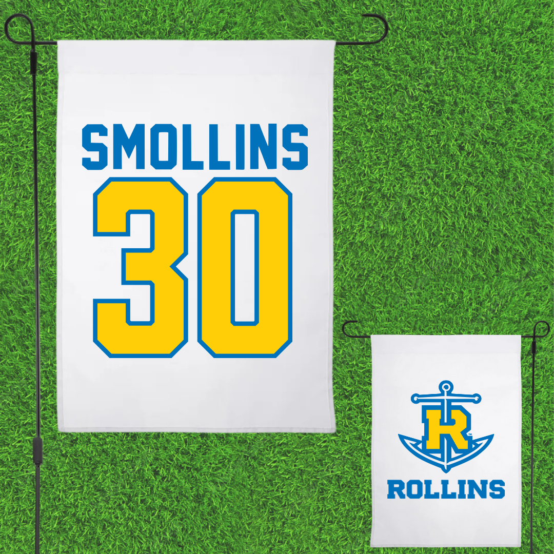 Rollins College Baseball White Garden Flag - #30 Aaron Smollins