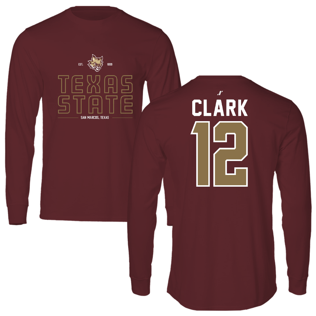 Texas State University Volleyball Maroon General Performance Long Sleeve - #12 Alyssa Clark