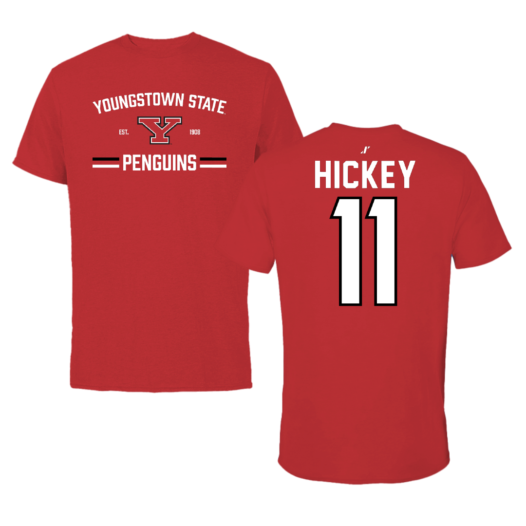 Youngstown State University Football Red General Performance Tee - #11 Dathan Hickey