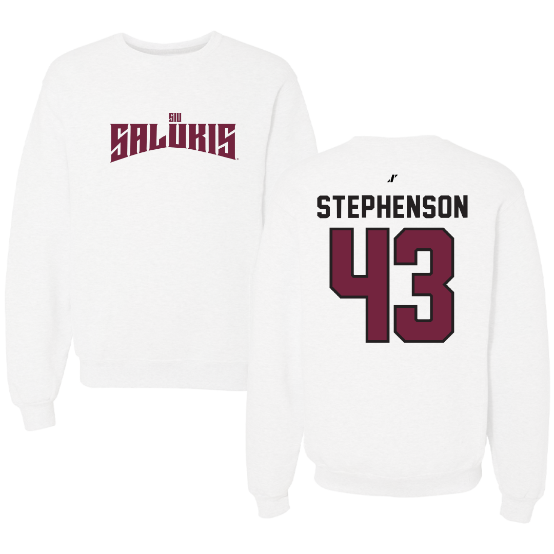 Southern Illinois University at Carbondale Football White Classic Crewneck - #43 Cade Stephenson